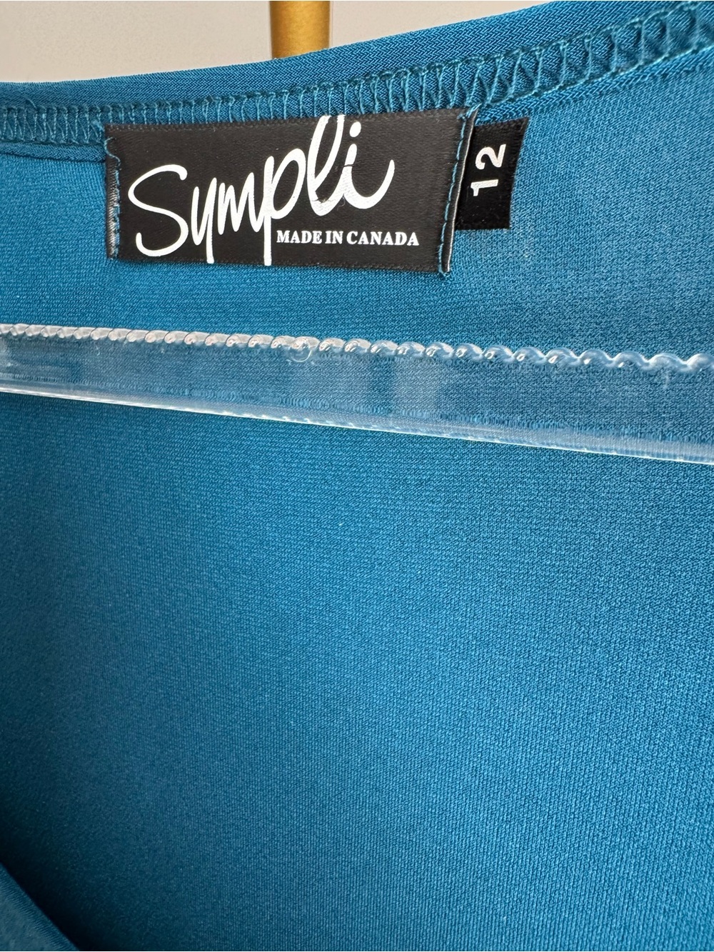 Sympli Teal Asymmetrical Drape Midi Dress Size 12 Made in Canada - Picture 5 of 15